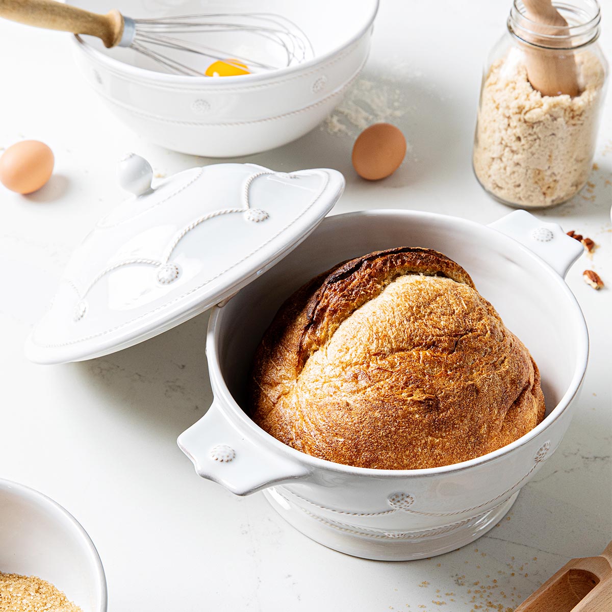 Berry & Thread Whitewash Lidded Casserole