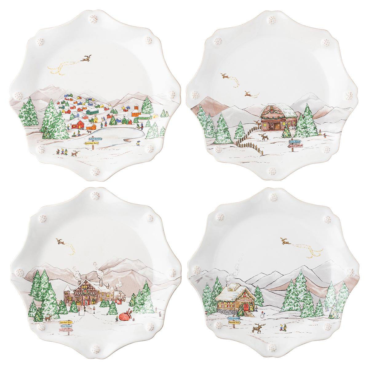 Berry & Thread North Pole Scalloped Dessert/Salad Plate - Set of 4