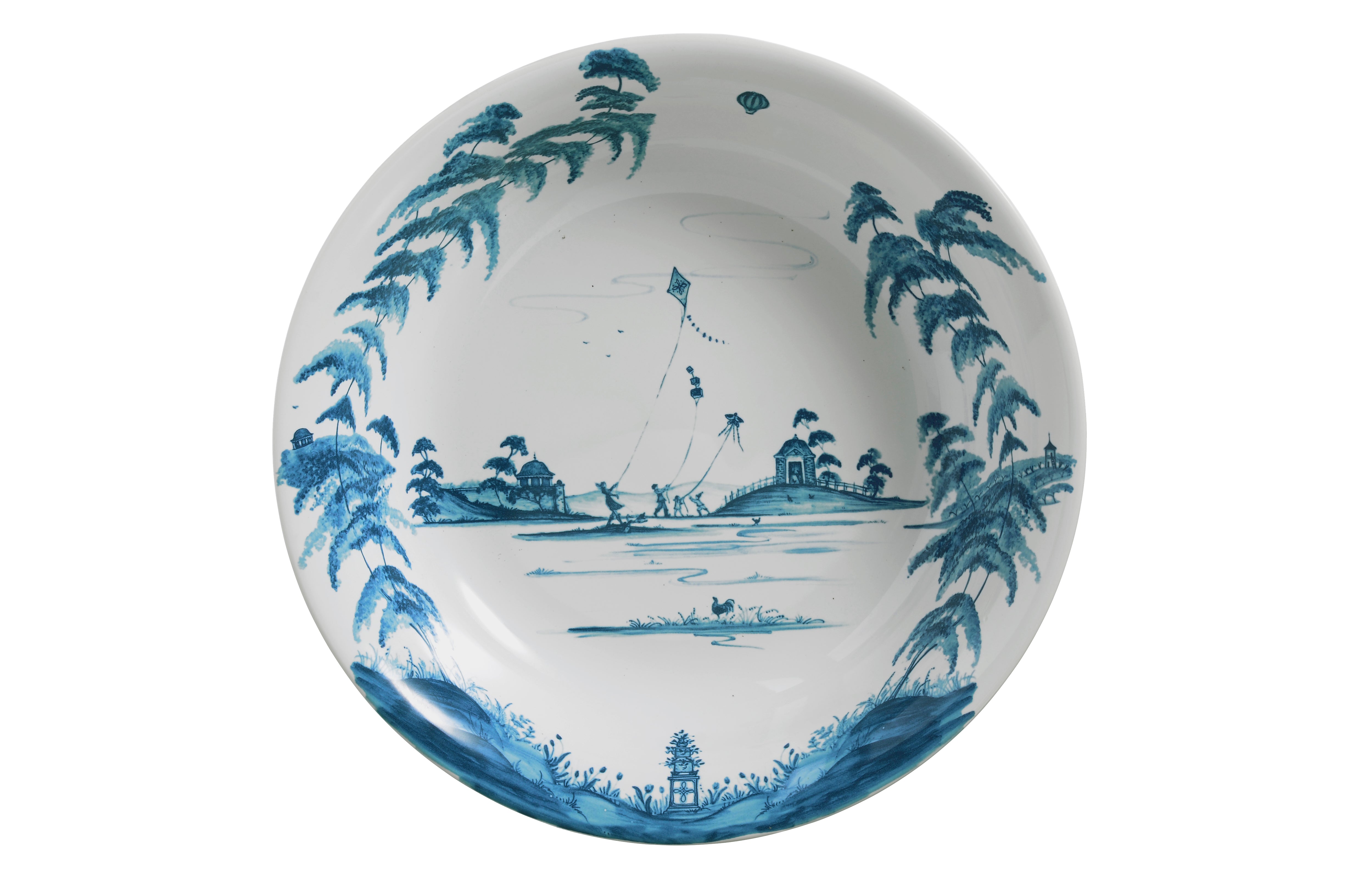 Country Estate Delft Blue 13" Serving Bowl Kite Fliers