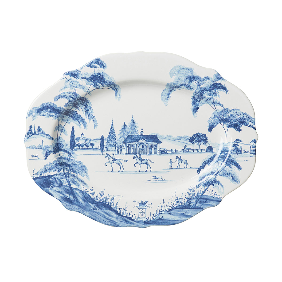 Country Estate Delft Blue 15" Serving Platter Stable