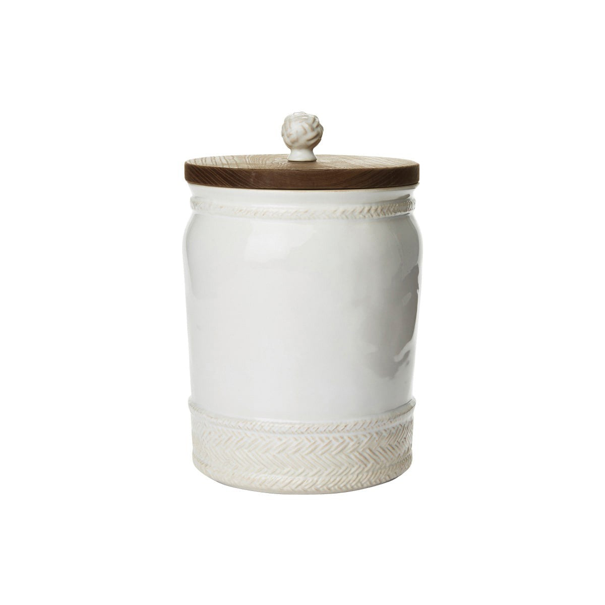 Berry & Thread Whitewash 10" Canister with Wooden Lid