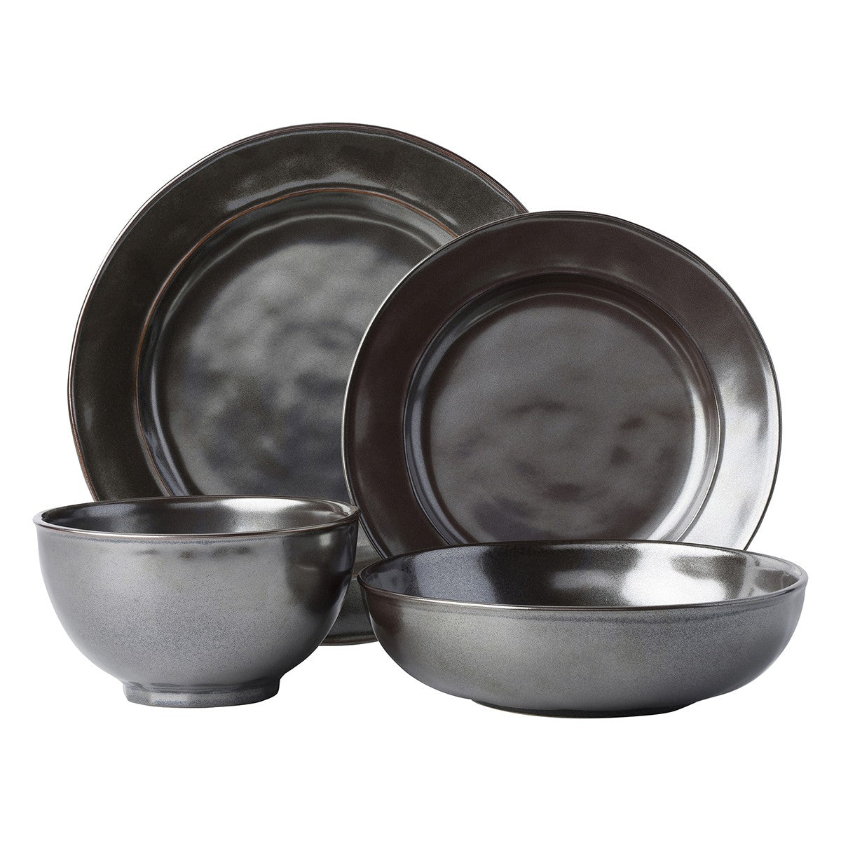 Pewter Stoneware 4pc Setting