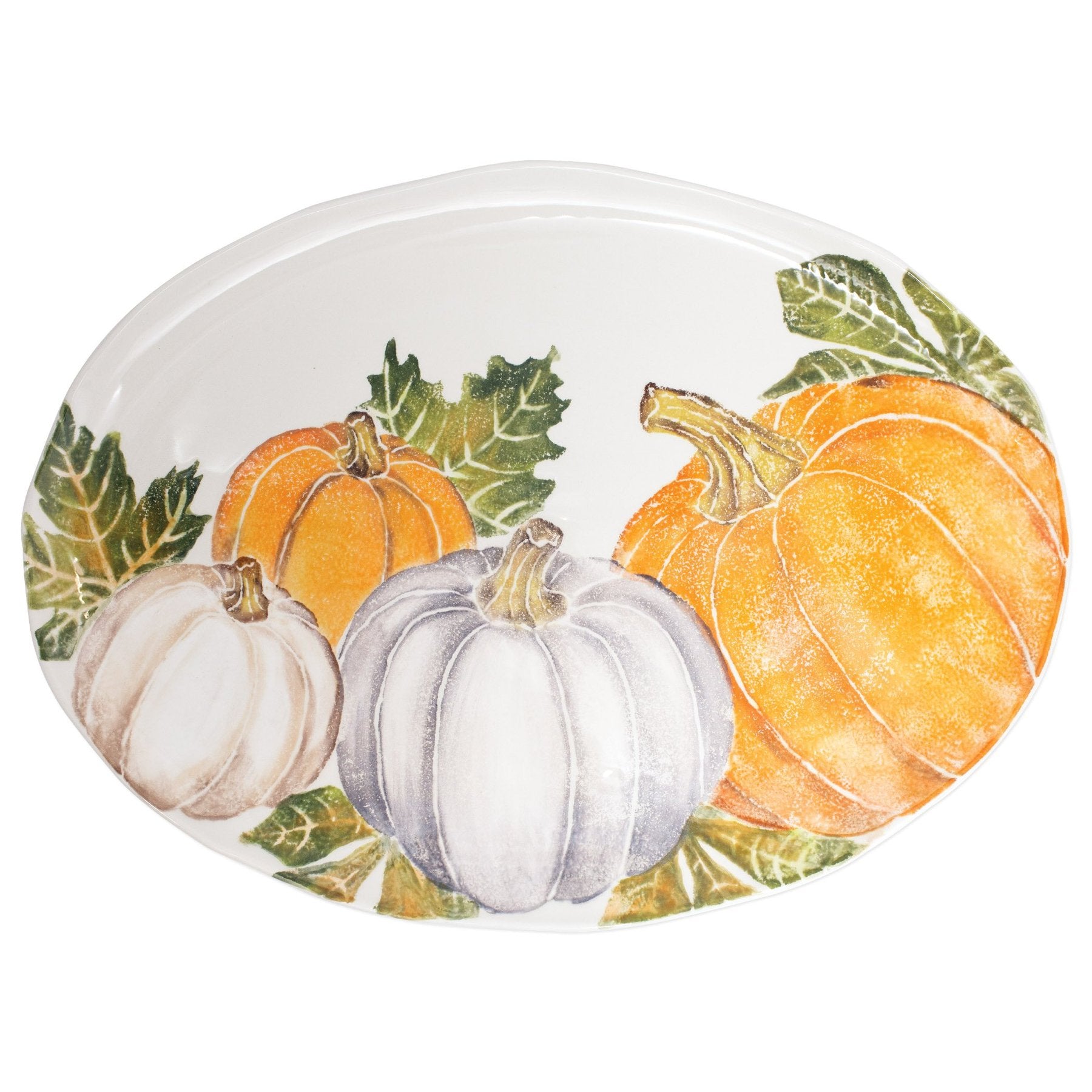 Pumpkins Large Oval Platter w/ Assorted Pumpkins