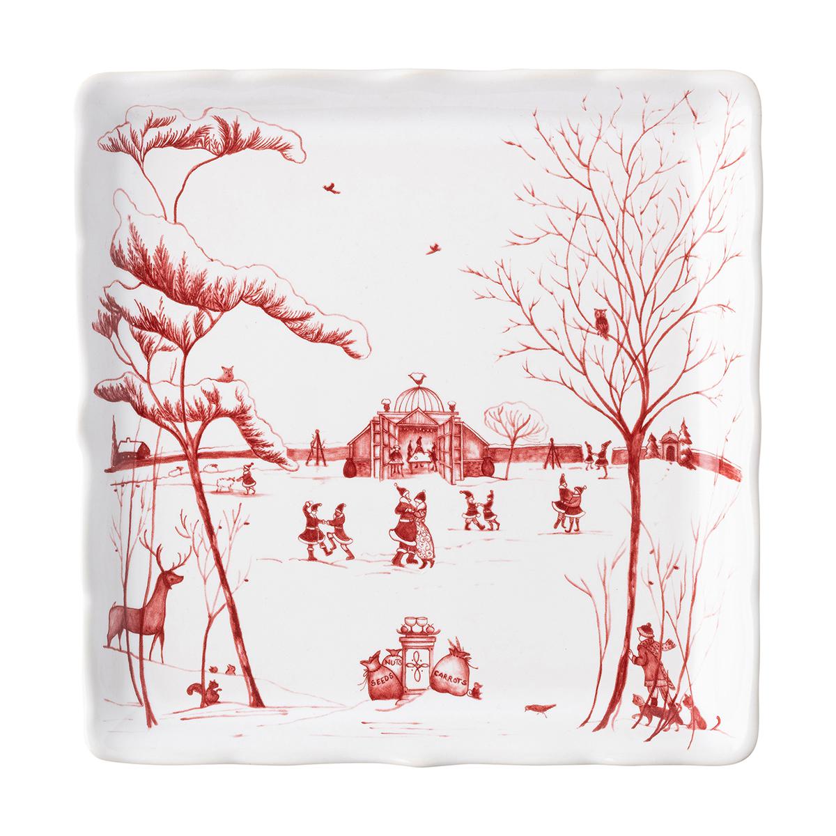 Country Estate Winter Frolic "Mr. & Mrs. Claus" Ruby Sweets Tray