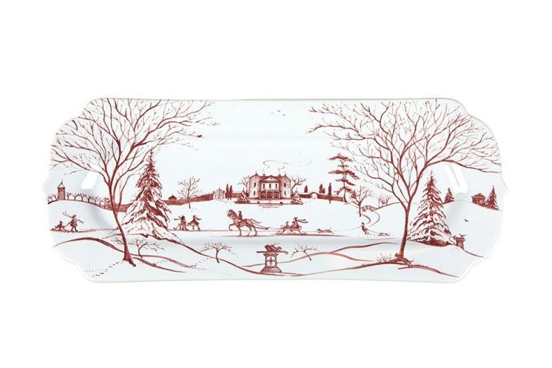 Country Estate Winter Frolic Ruby Hostess Tray Main House