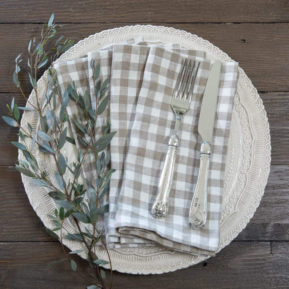 Checkered Washed Linen Napkin Set